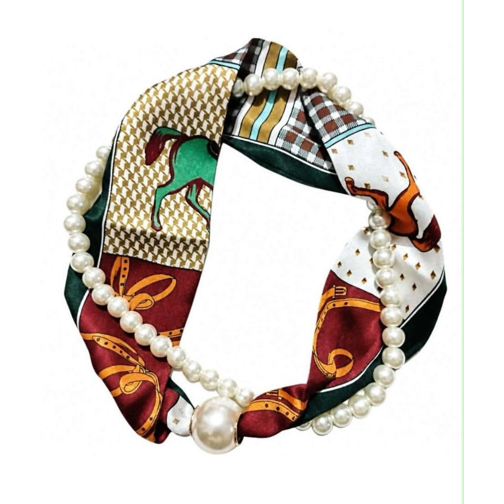 Scarf T&S Kim Scarf w. magnetic pearl and necklace Scarf aw7