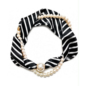 Scarf T&S Kim Scarf w. magnetic pearl and necklace Scarf aw8