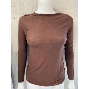 Microfiber T&S Kittie merino T-shirt LS Blouse Cioccolato