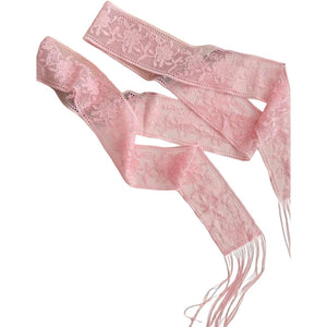 Scarf T&S Lace Fringes Ribbon Scarf Rose