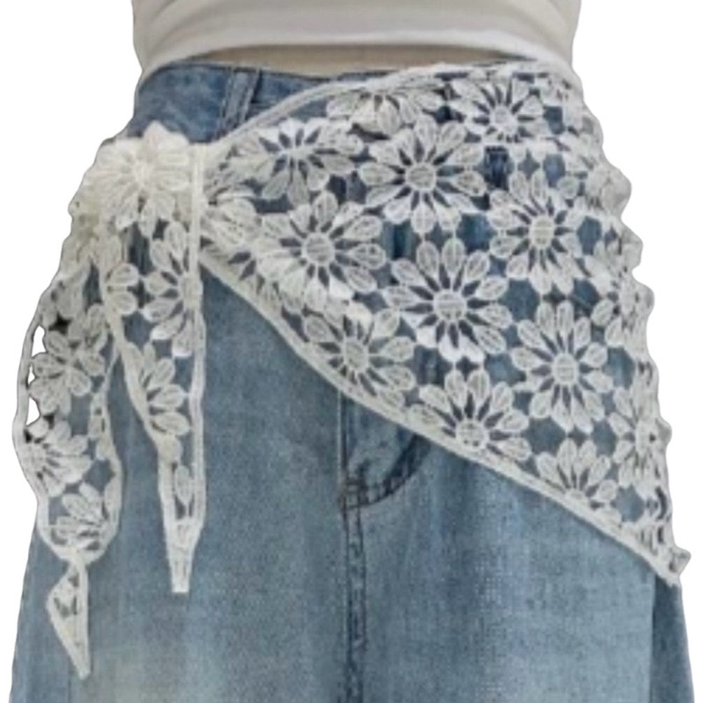 Scarf T&S Lace Scarf / Wrap Skirt Neel Scarf White
