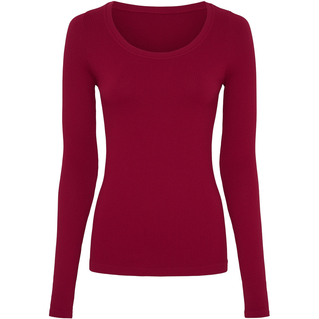 Microfiber T&S Linea rib T-shirt LS Top LS Bordo