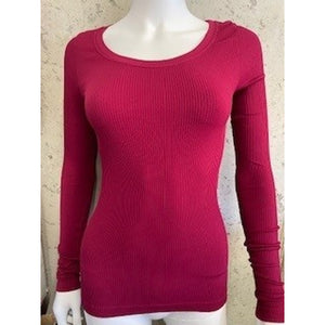 Microfiber T&S Linea rib T-shirt LS Top LS Bordo