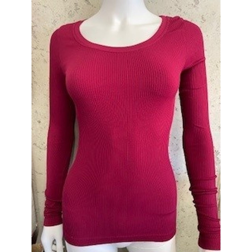 Microfiber T&S Linea rib T-shirt LS Top LS Bordo