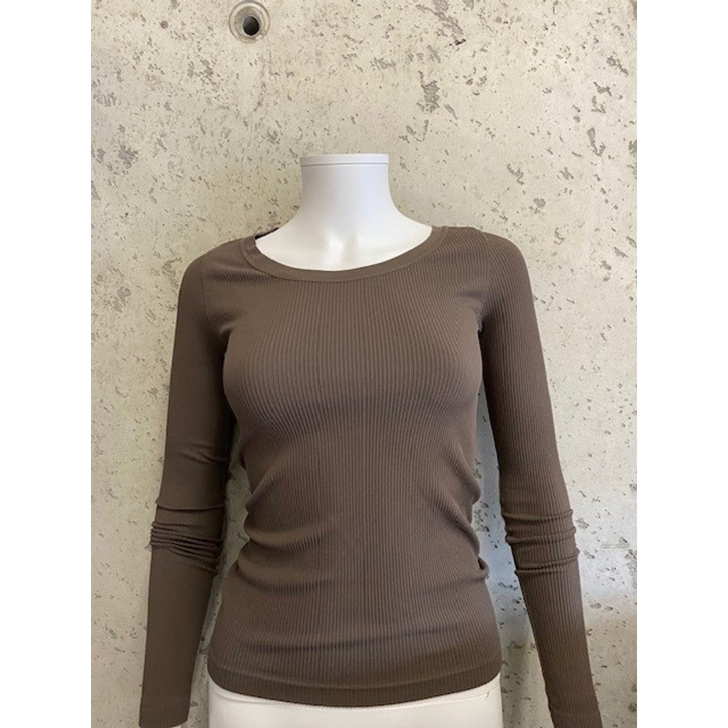 Microfiber T&S Linea rib T-shirt LS Top LS Noce