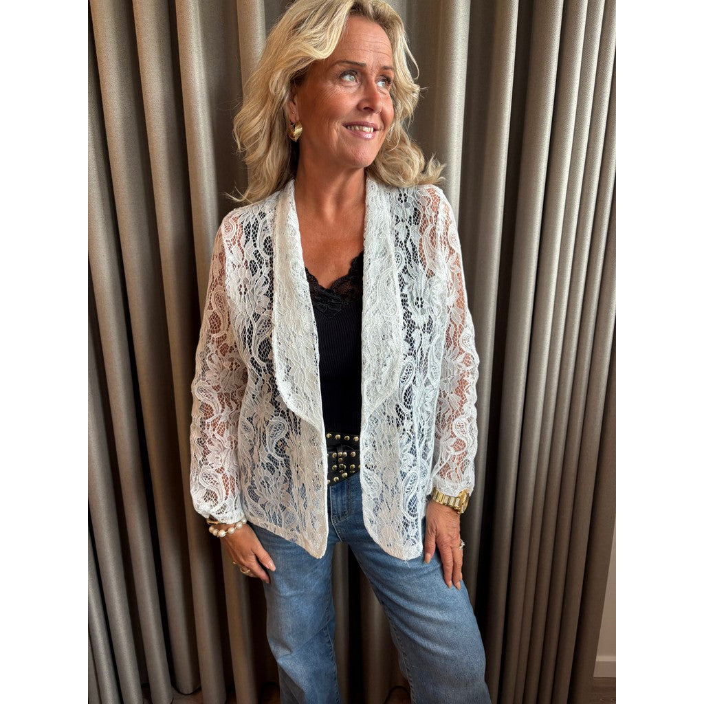 Clothing T&S Lucia Lace Blazer Blazer White