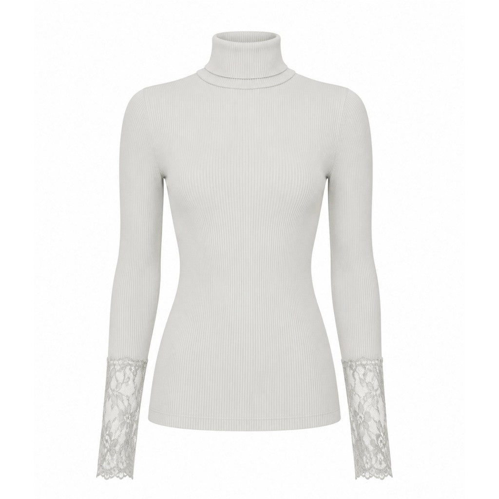Microfiber T&S Maja Turtle Costina Lace LS Turtleneck LS Ivory
