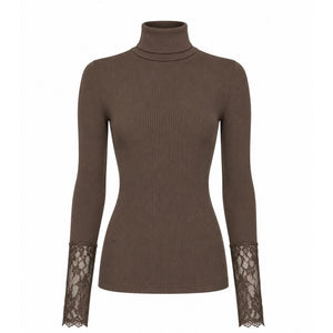 Microfiber T&S Maja Turtle Costina Lace LS Turtleneck LS Noce