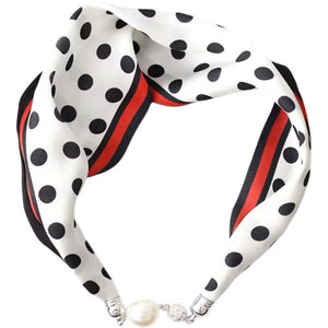 Scarf T&S Mariann Scarf Magnetic Closing Pearl Scarf Dot red stripe
