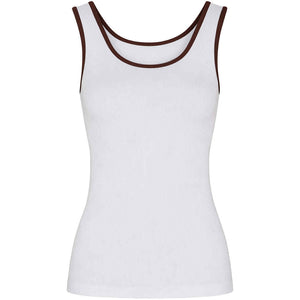 Microfiber T&S Marie rib Top Rib Top Bianco/cioccolate