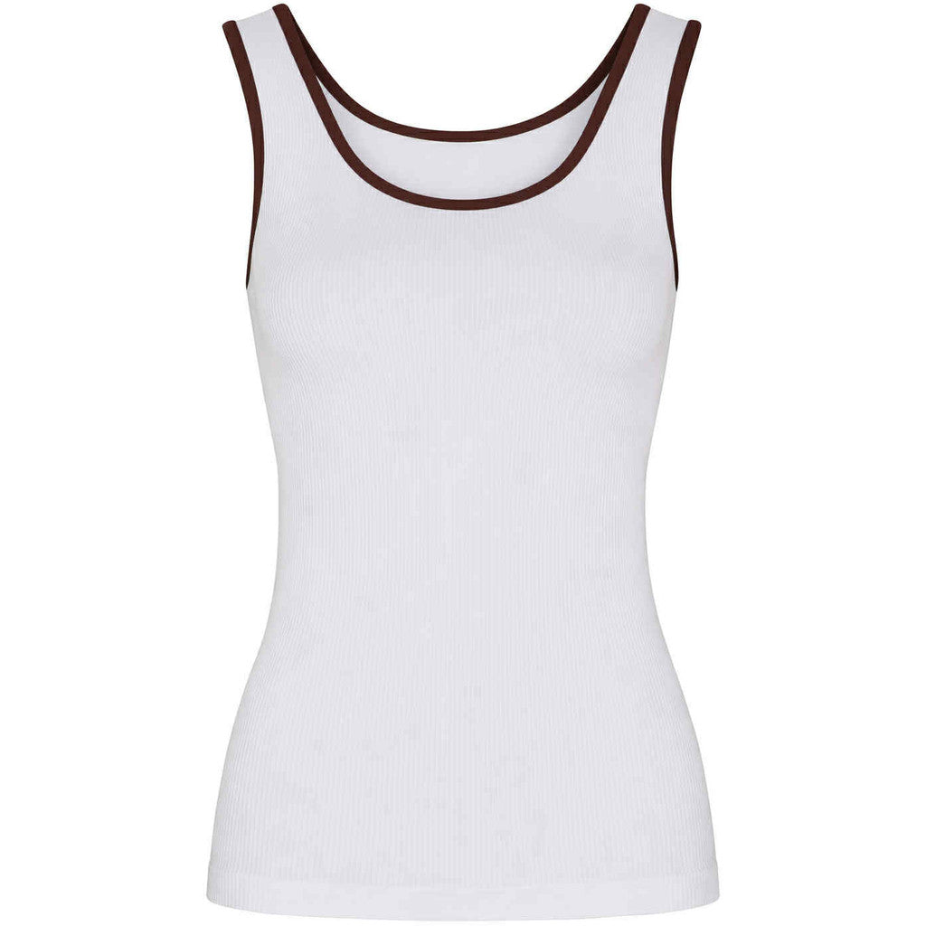Microfiber T&S Marie rib Top Rib Top Bianco/cioccolate