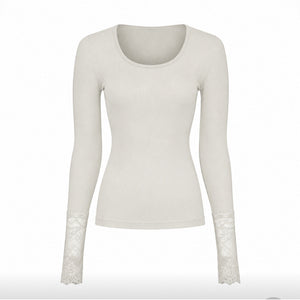 Microfiber T&S Mary Blouse Costina Lace LS T-shirt LS Ivory