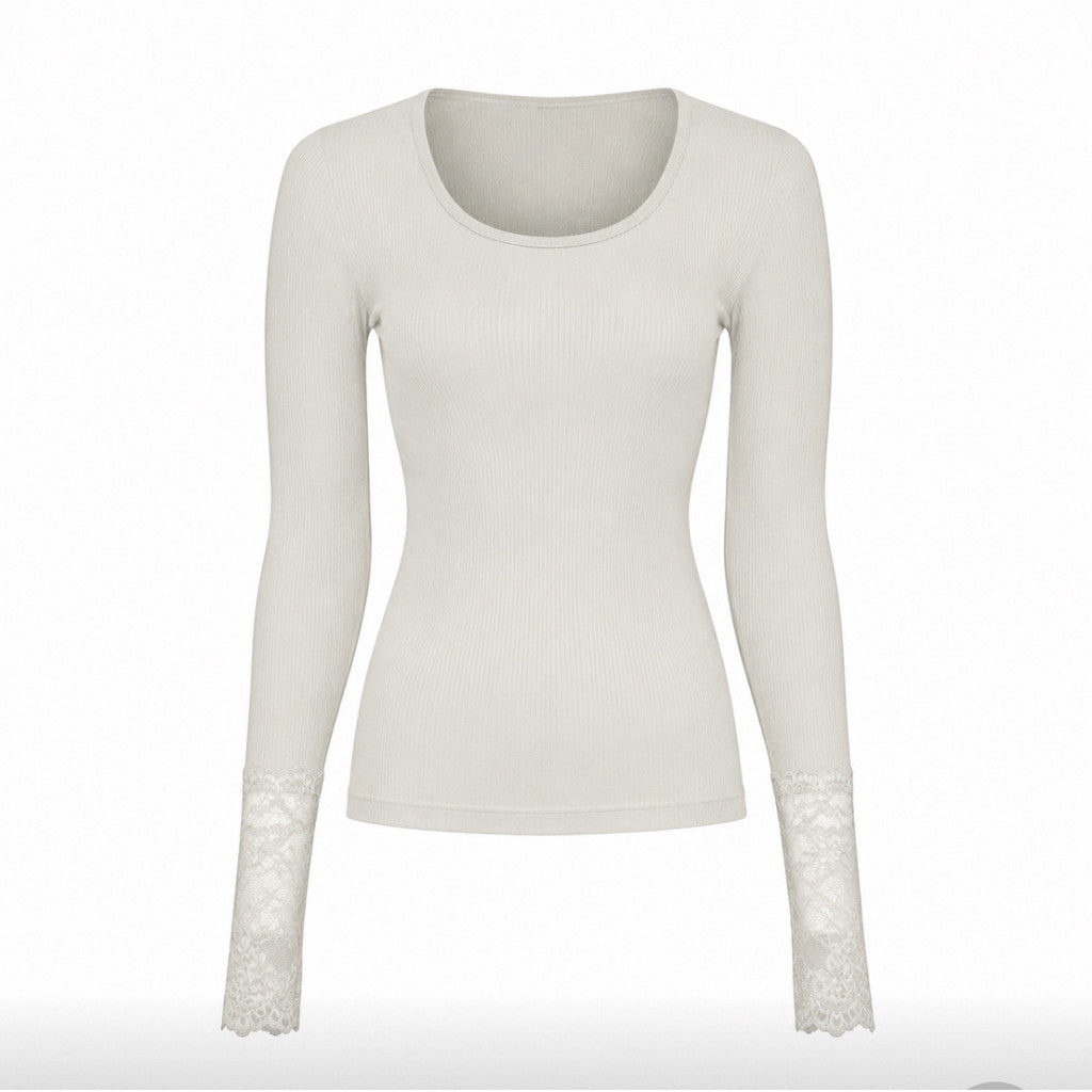 Microfiber T&S Mary Blouse Costina Lace LS T-shirt LS Ivory