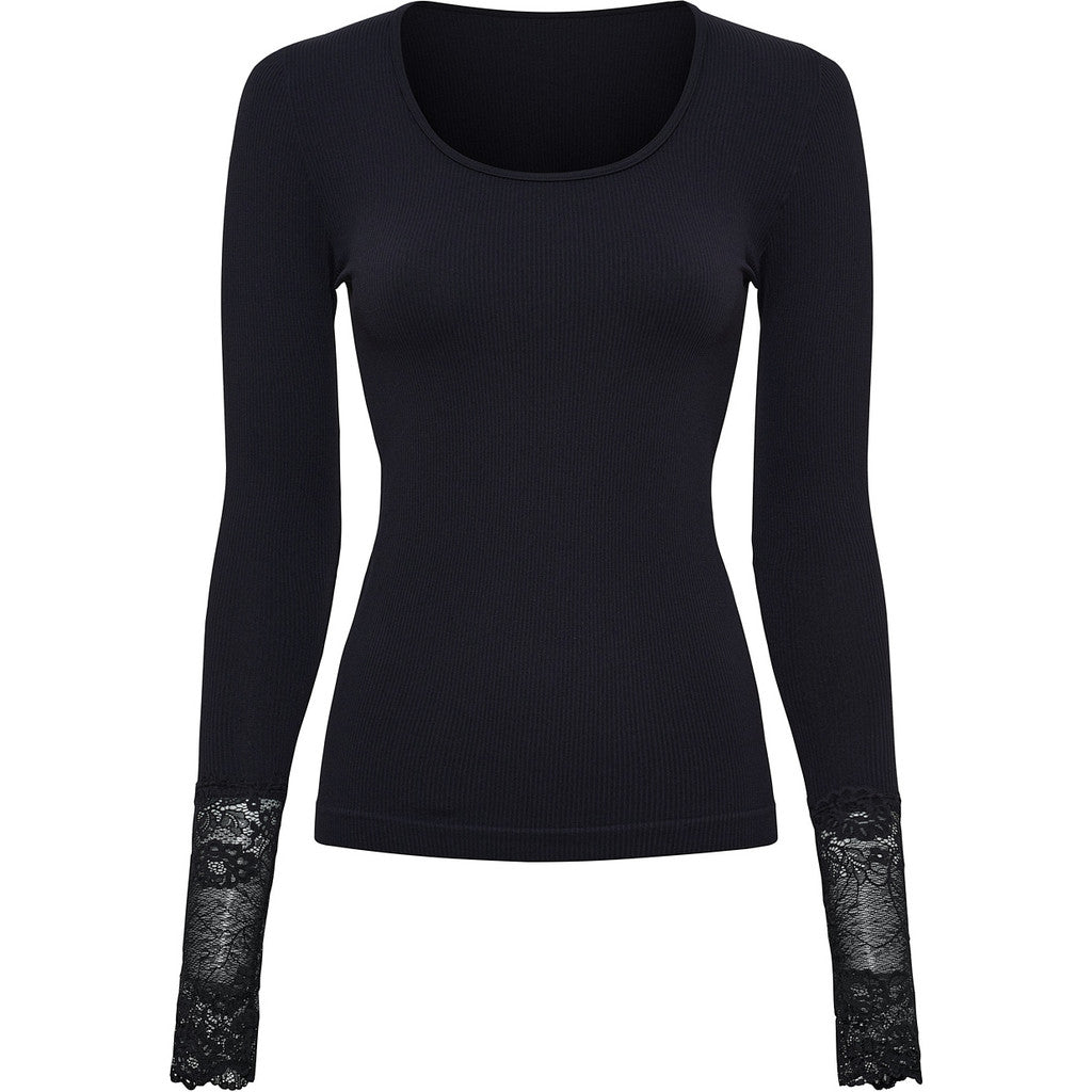 Microfiber T&S Mary Blouse Costina Lace LS T-shirt LS Nero