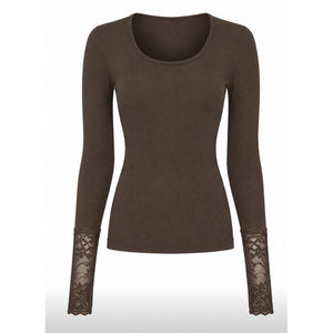 Microfiber T&S Mary Blouse Costina Lace LS T-shirt LS Noce