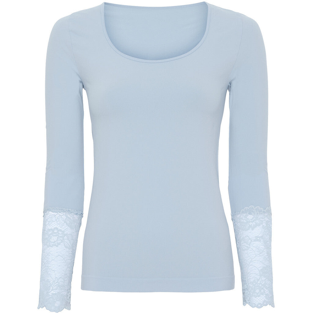 Microfiber T&S Mary Blouse lace LS Top LS Azzurro