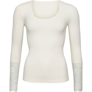 Microfiber T&S Mary Blouse lace LS Top LS Panna