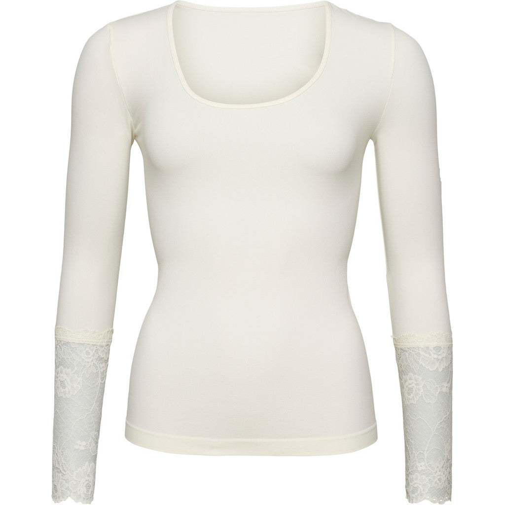 Microfiber T&S Mary Blouse lace LS Top LS Panna