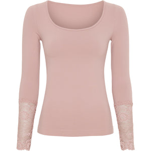 Microfiber T&S Mary Blouse lace LS Top LS Rosa antico