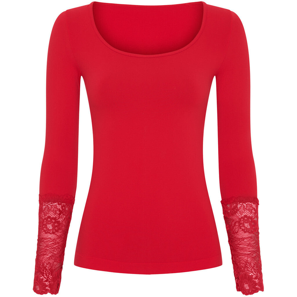 Microfiber T&S Mary Blouse lace LS Top LS Rosso