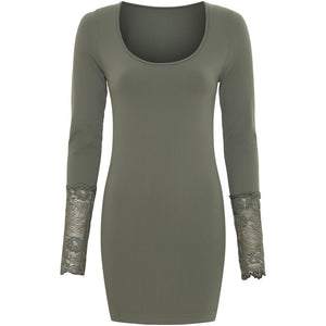 Microfiber T&S Mary Blouse lace LS Plus Top LS Oliva