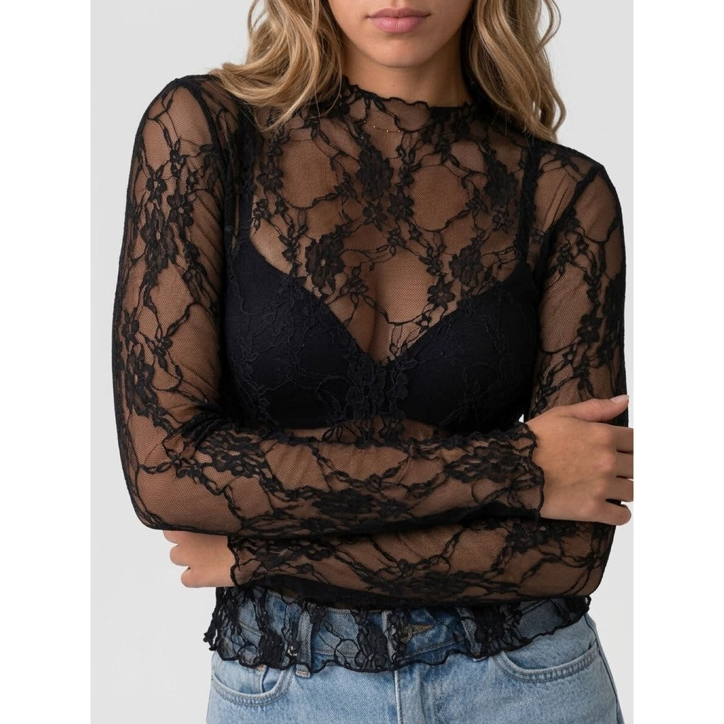 Clothing T&S Mesh Blouse Blouse Black