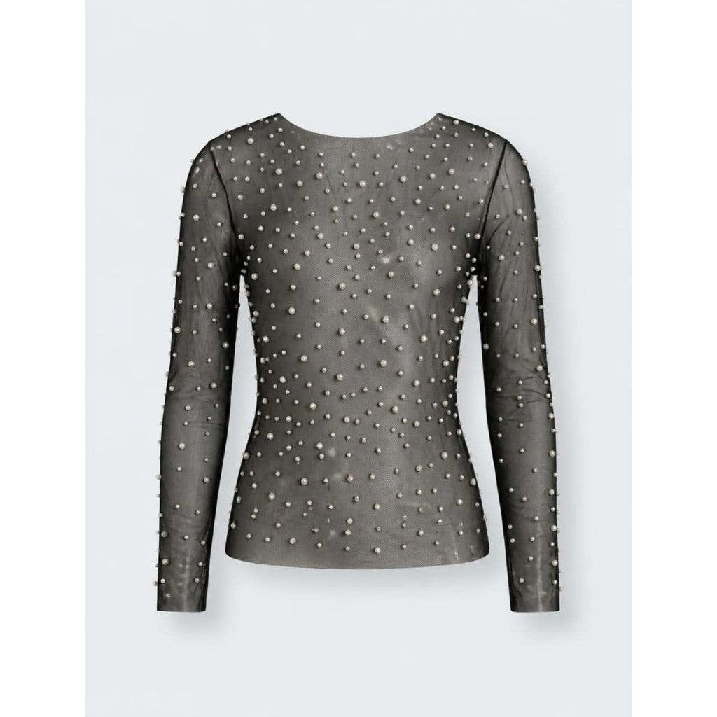 Clothing T&S Mesh Pearl Blouse Blouse Black