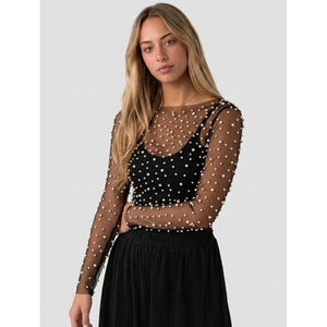Clothing T&S Mesh Pearl Blouse Blouse Black