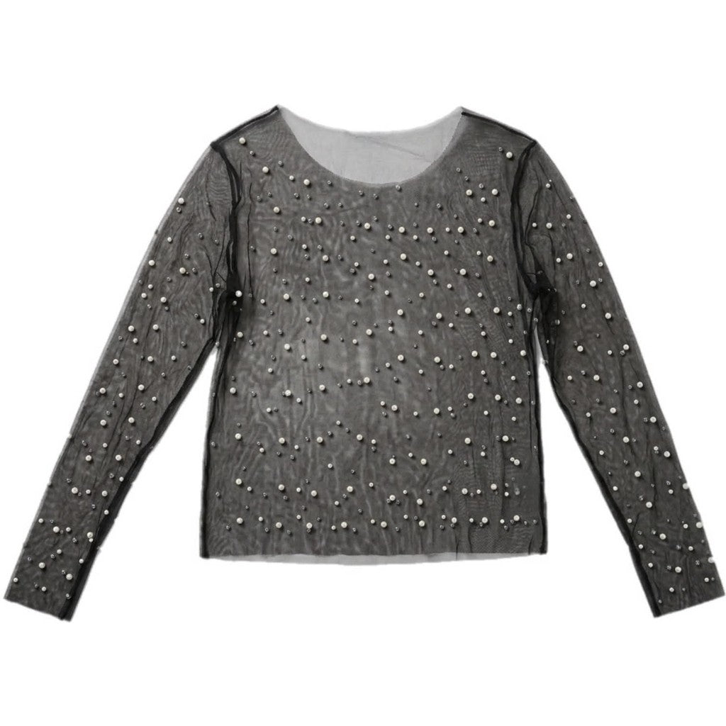 Clothing T&S Mesh Pearl Blouse Blouse Black