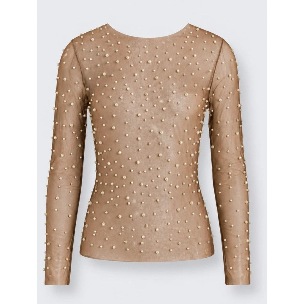 Clothing T&S Mesh Pearl Blouse Blouse Brown
