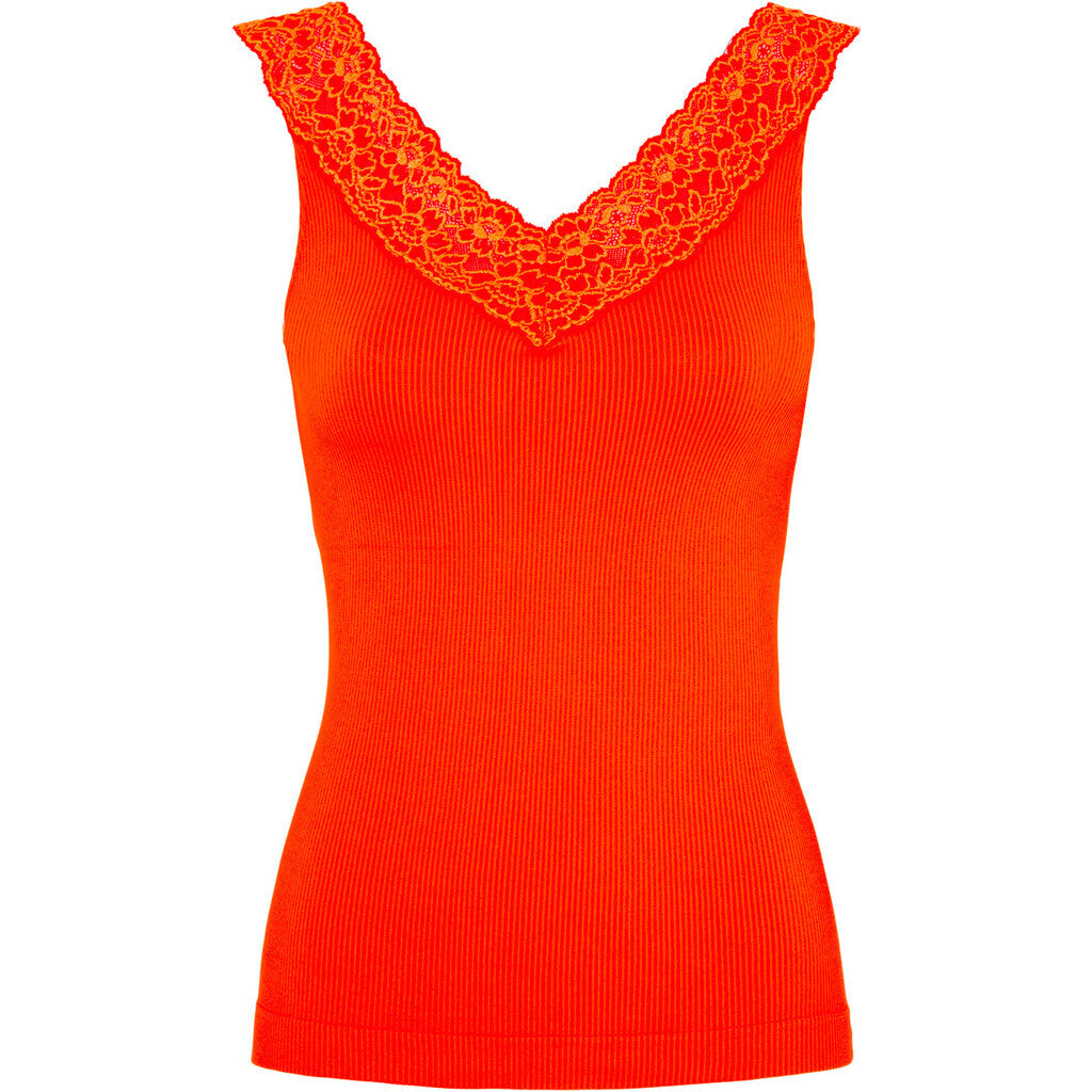 Microfiber T&S Miriam Rib Top Arancio fluo