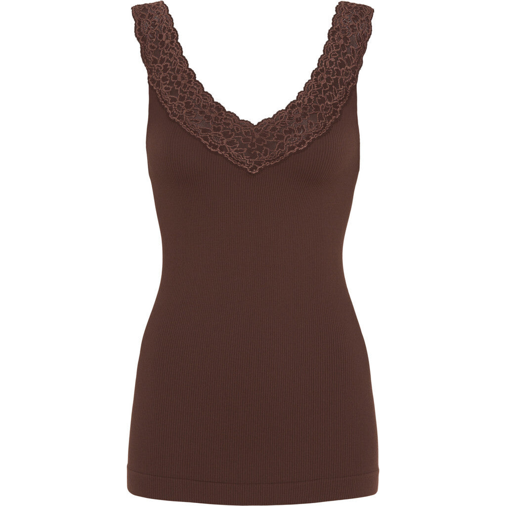 Microfiber T&S Miriam Rib Top Cioccolato