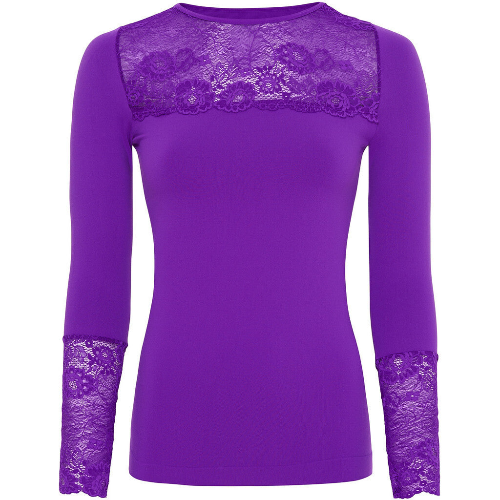 Microfiber T&S Nancy Blouse lacechest LS Top LS Viola