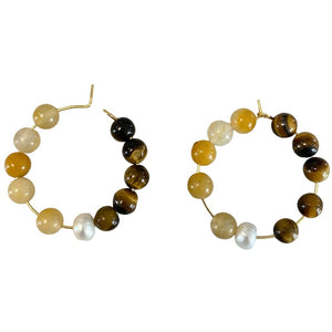 Jewelry T&S Nela Hoop Earring Earring Yellow jade-Yellow tiger Eye