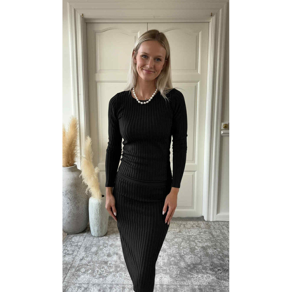 Microfiber T&S Pamela rib LS Top LS Nero