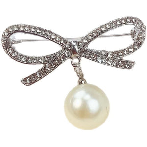 Jewelry T&S Pin Bow Pearl Pins Silver