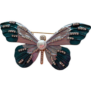 Jewelry T&S Pin Butterfly Pearl Pins Blue