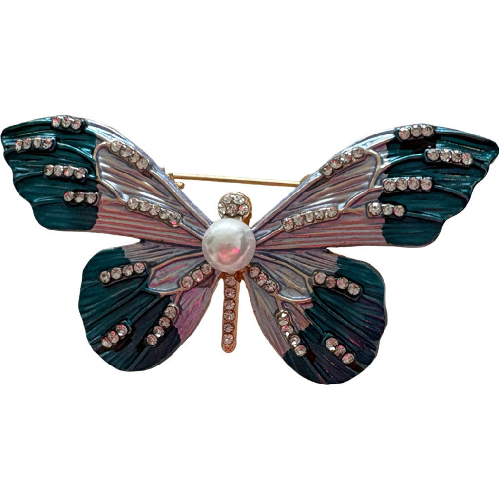 Jewelry T&S Pin Butterfly Pearl Pins Blue