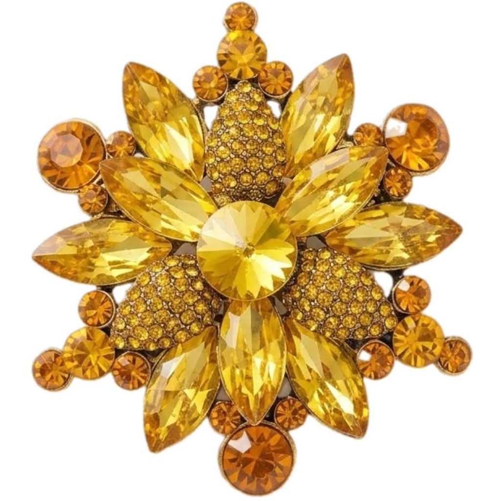Jewelry T&S Pin Flower Crystal Pins Gold