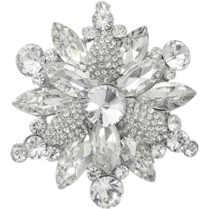 Jewelry T&S Pin Flower Crystal Pins Silver