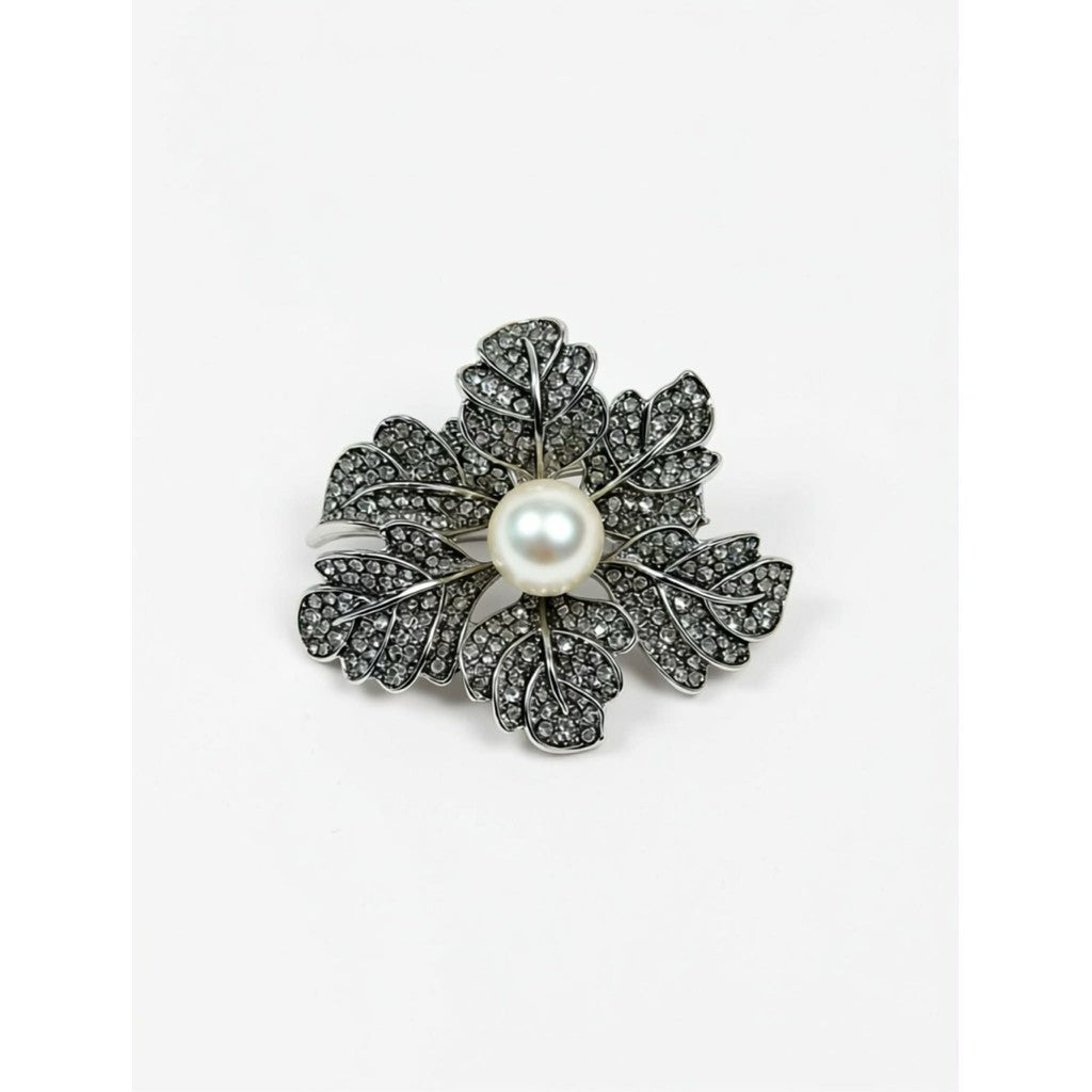 Jewelry T&S Pin Flower Pearl Pins Natural-silver