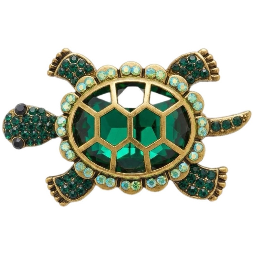 Jewelry T&S Pin Turtle Glass Pins Green