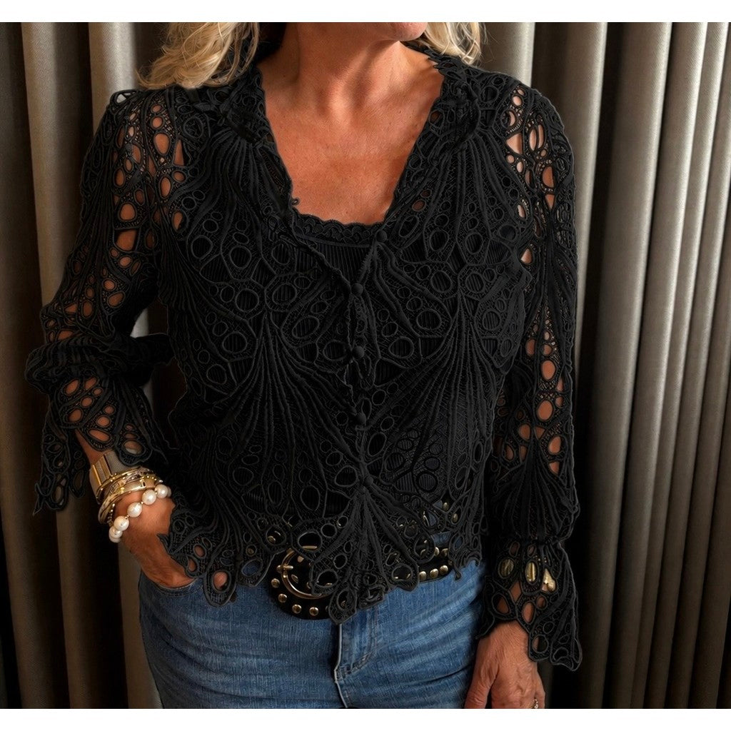 Clothing T&S Ragna Lace Blouse Blouse Black
