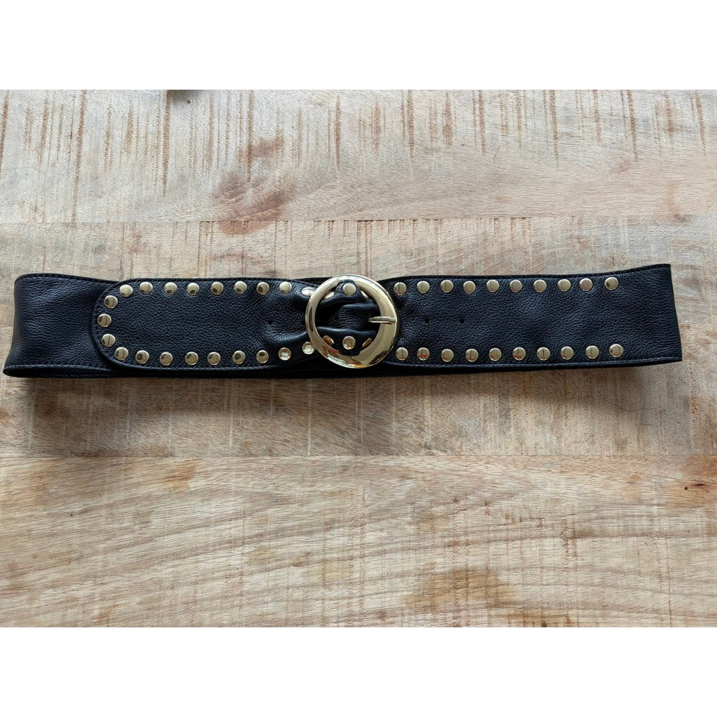 Access T&S Sharon Jeans Stud Belt Belt Black-gold