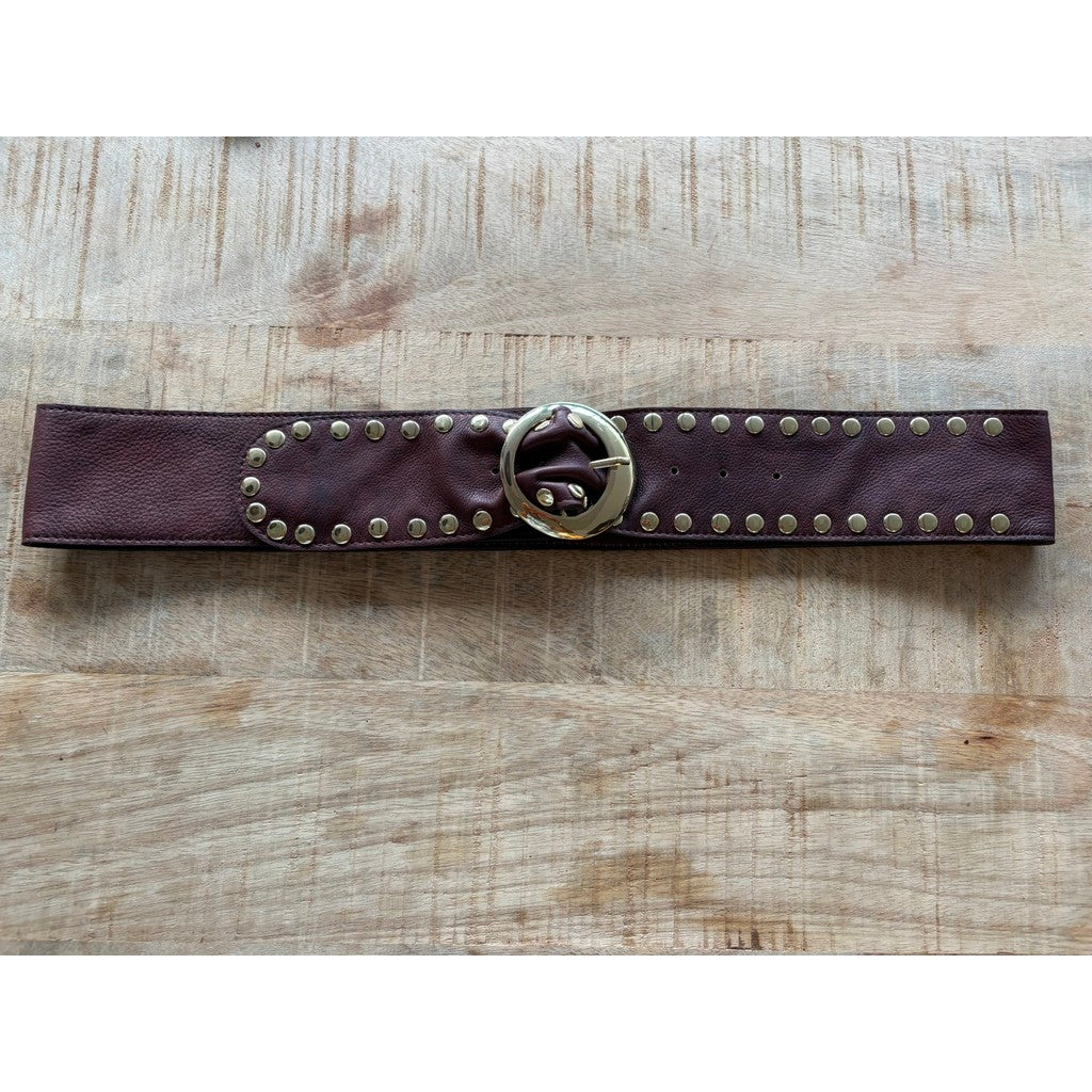 Access T&S Sharon Jeans Stud Belt Belt Chokolate-13-gold
