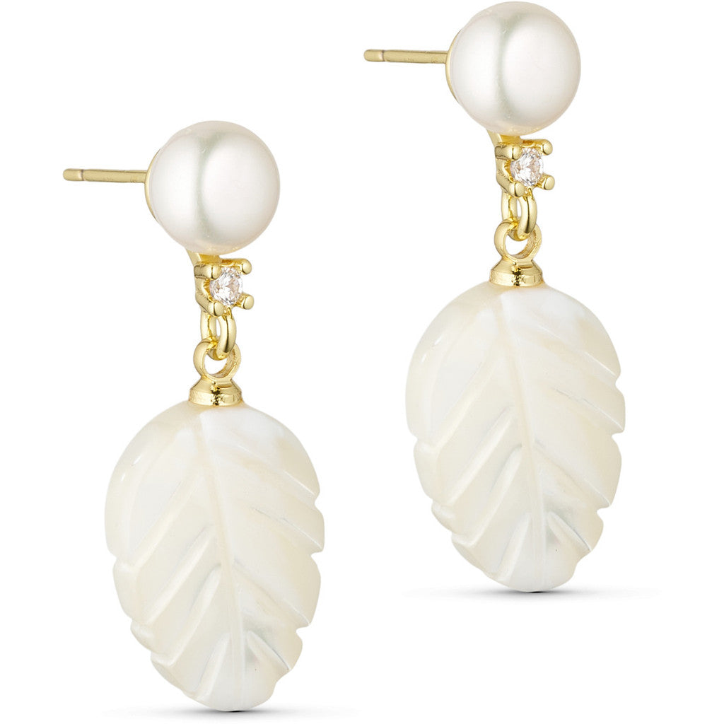 Jewelry T&S Shell Leaf Earring Earring Natural-gold