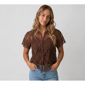 Clothing T&S Thyra Lace Blouse Blouse Brown