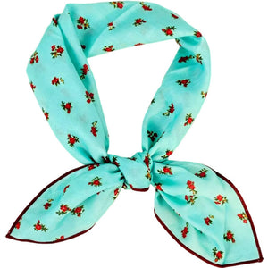 Scarf T&S Ulrika Cotton Scarf Scarf Turquoise-red flower