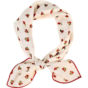 Scarf T&S Ulrika Cotton Scarf Scarf White-red flower