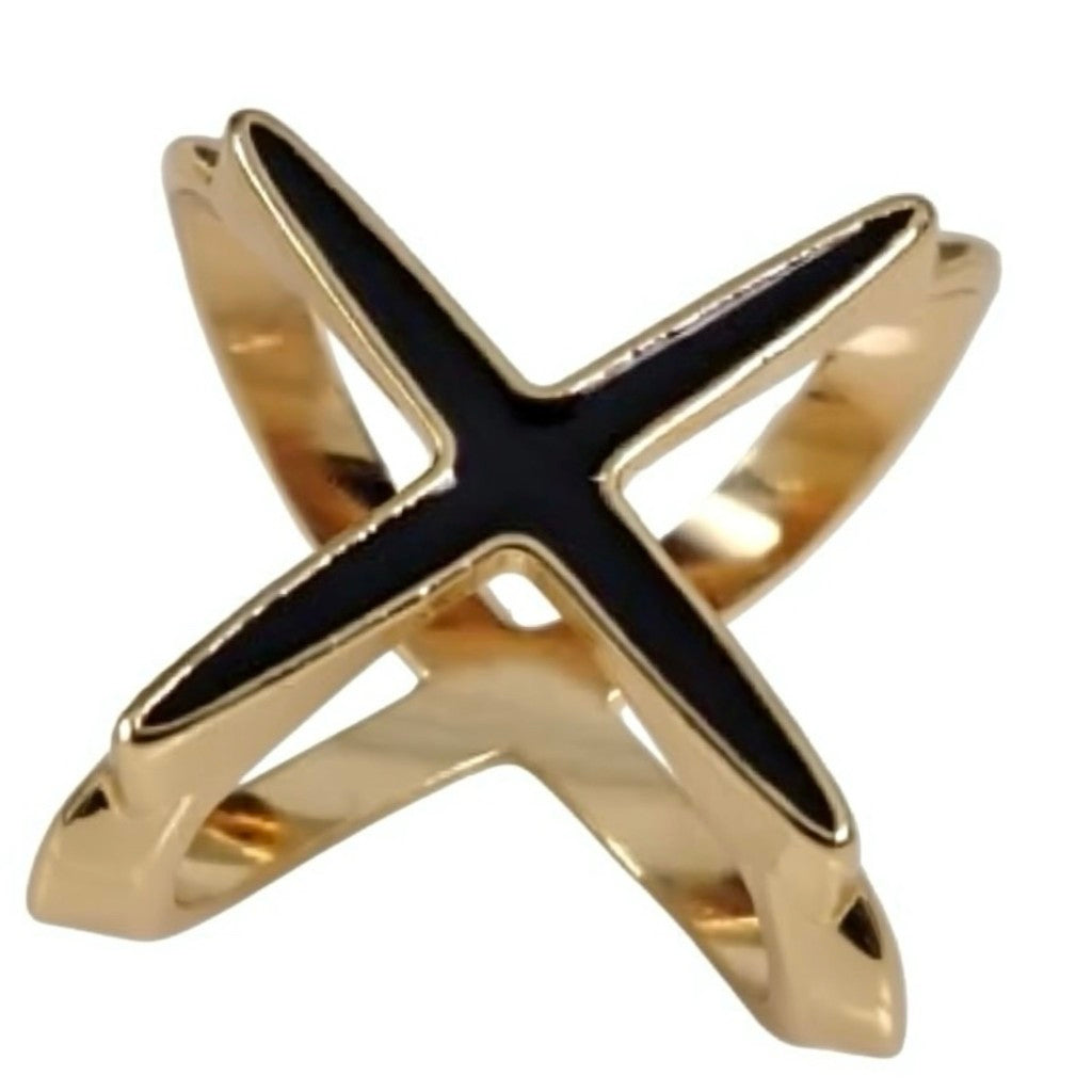 Jewelry T&S X-Scarf Ring Black Scarf Ring Gold
